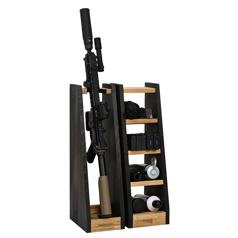 WOODWORKS ガンラック 1丁掛 + マガジンラック お得な2点セット 木製