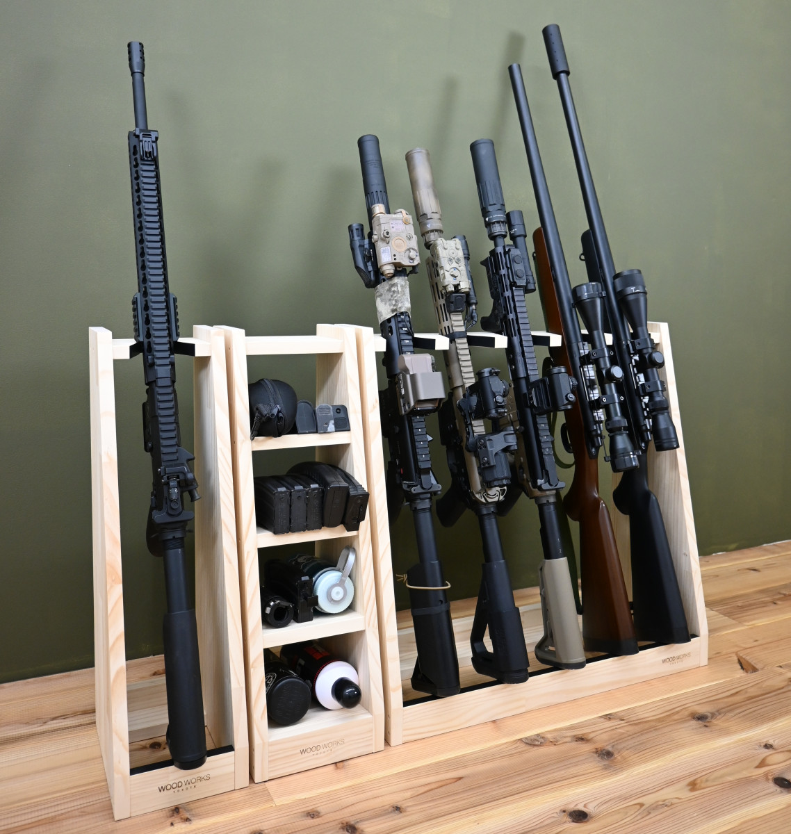 WOODWORKS ガンラック 5丁掛 ( 色：ナチュラル) 木製 日本製