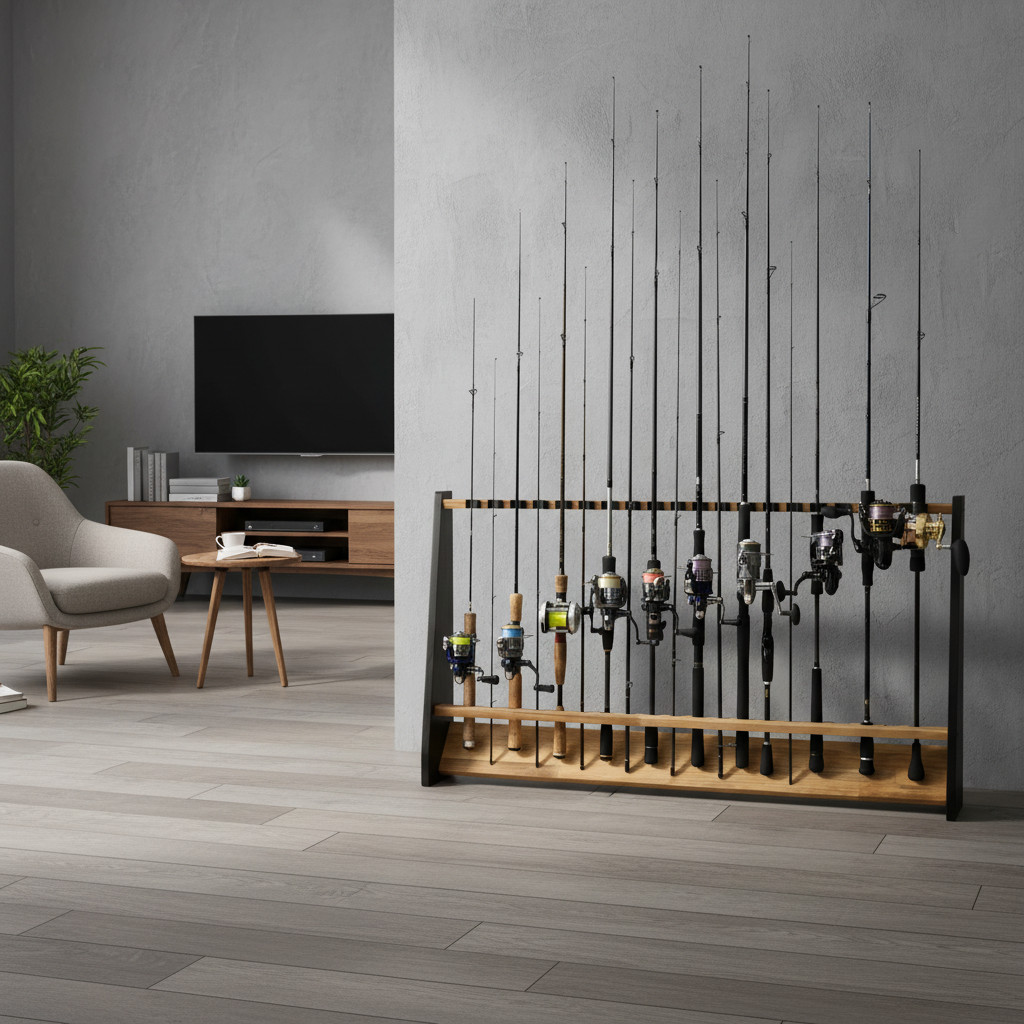 WOODWORKS ロッドスタンド 20本掛 (色：ライトブラウン×ブラックウッド