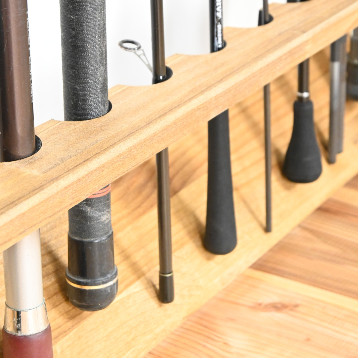 WOODWORKS ロッドスタンド 20本掛 (色：ライトブラウン) 木製 日本製