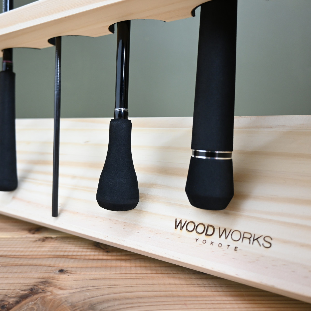 WOODWORKS ロッドスタンド 20本掛 (色：ナチュラル) 木製 日本製 片面
