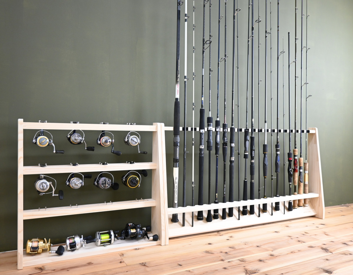 WOODWORKS ロッドスタンド 20本掛 (色：ナチュラル) 木製 日本製 片面