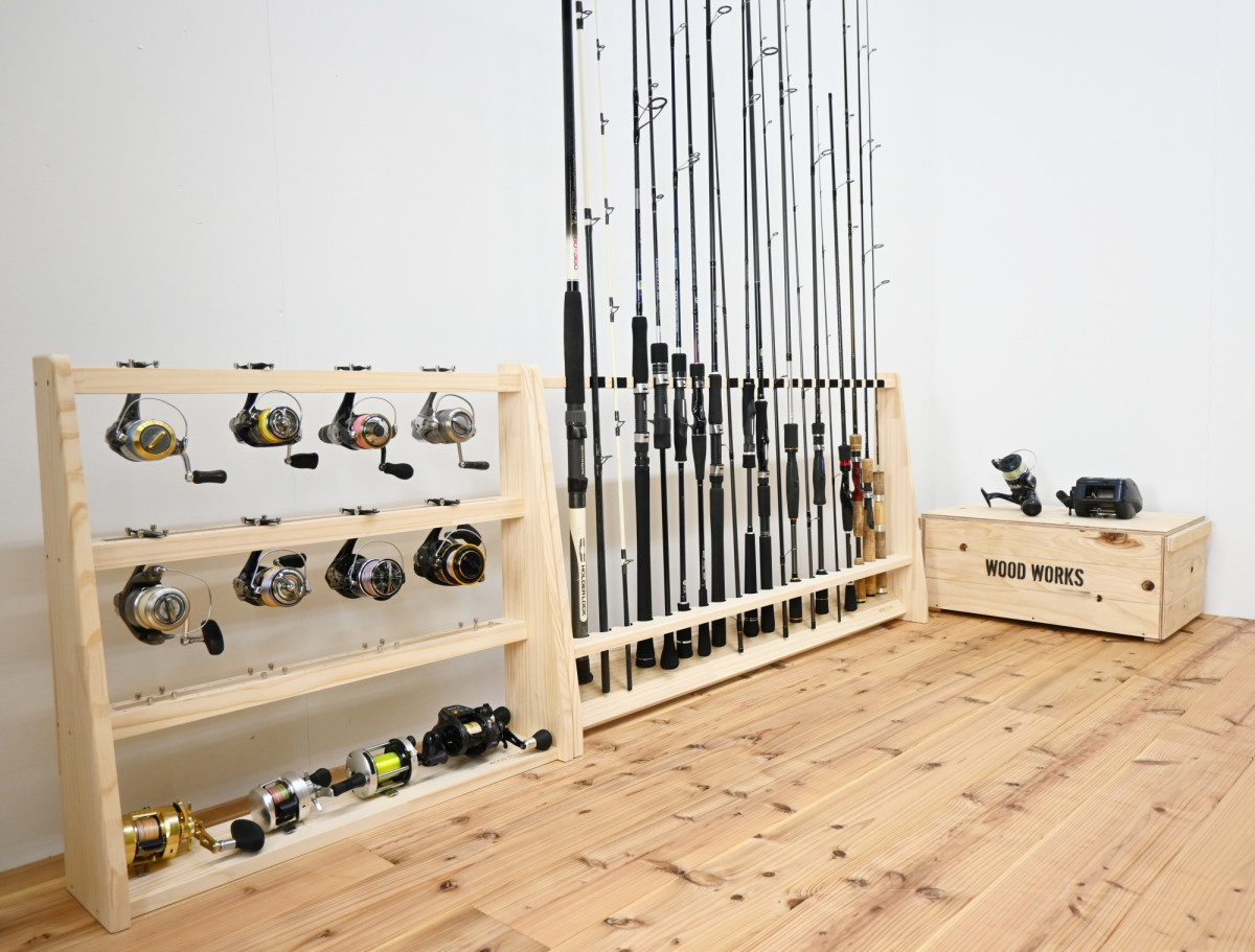 WOODWORKS ロッドスタンド 20本掛 (色：ナチュラル) 木製 日本製 片面