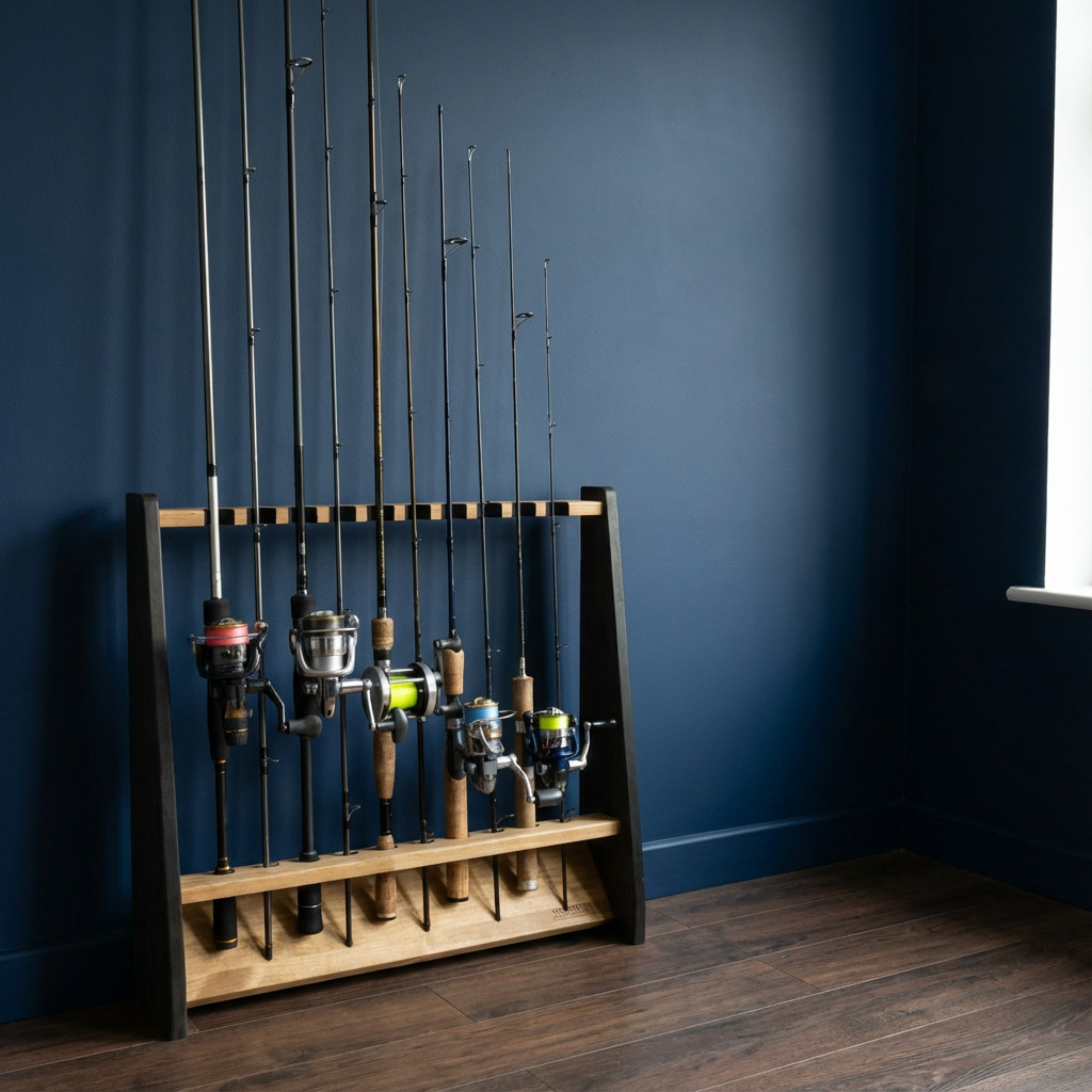 WOODWORKS ロッドスタンド 10本掛 (色：ライトブラウン×ブラックウッド