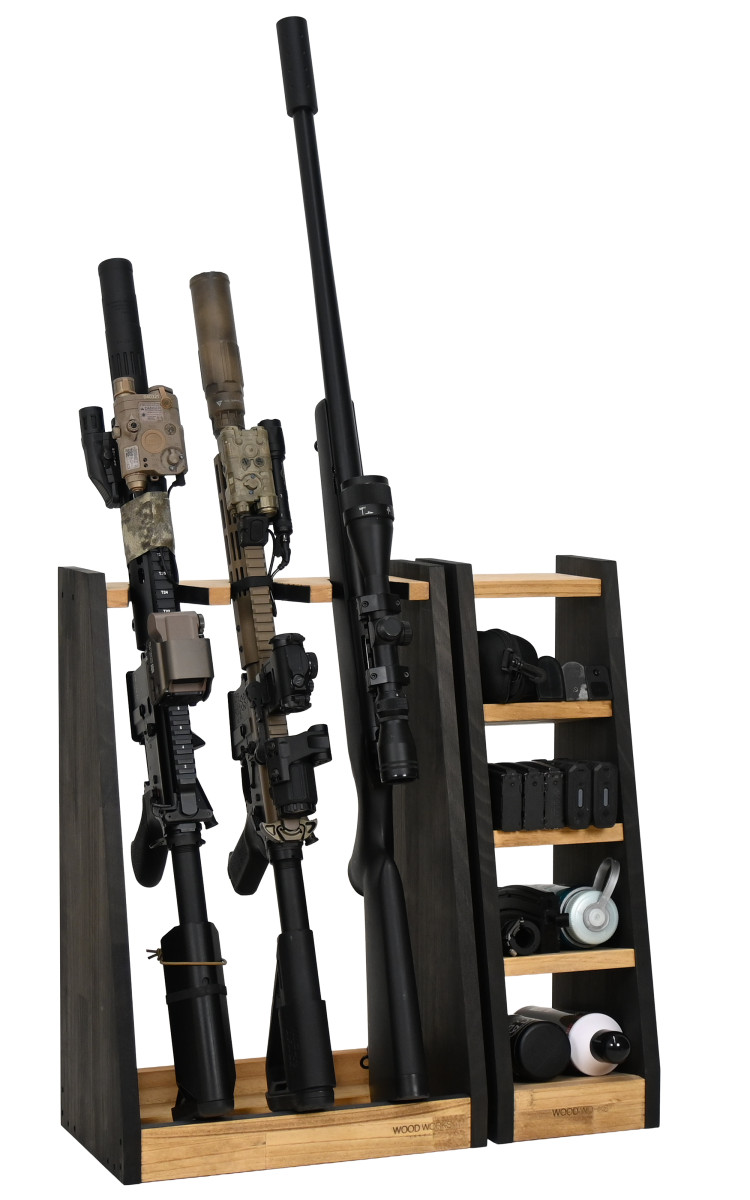 WOODWORKS ガンラック 3丁掛 + マガジンラック お得な2点セット 木製