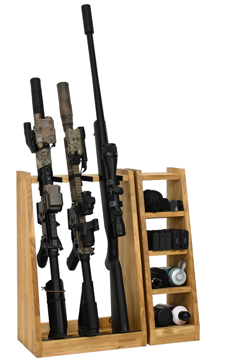 WOODWORKS ガンラック 3丁掛 + マガジンラック お得な2点セット 木製