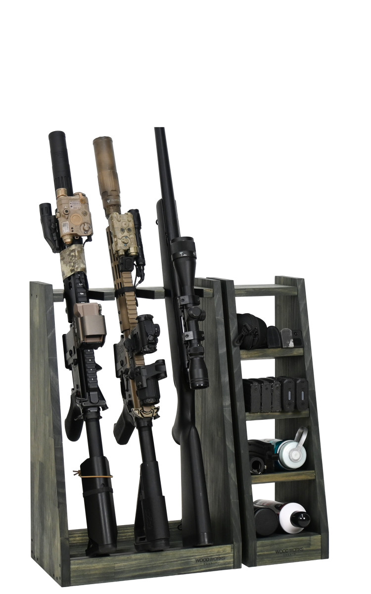 WOODWORKS ガンラック 3丁掛 + マガジンラック お得な2点セット 木製