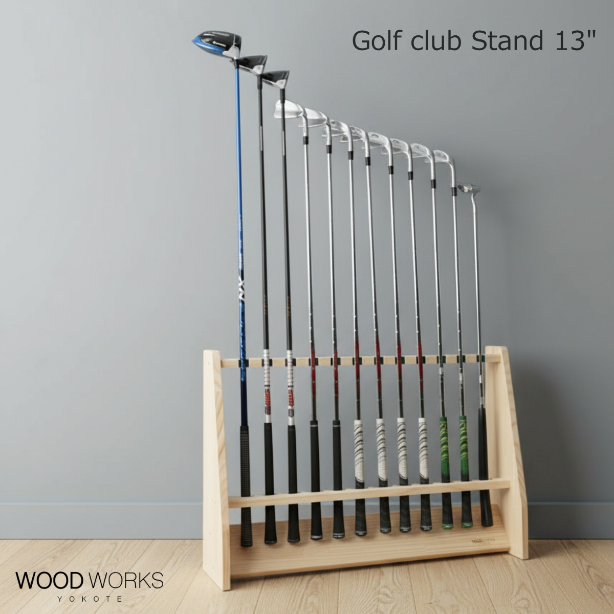 WOODWORKS ゴルフクラブスタンド 13本掛 (色：ナチュラル)木製 日本製
