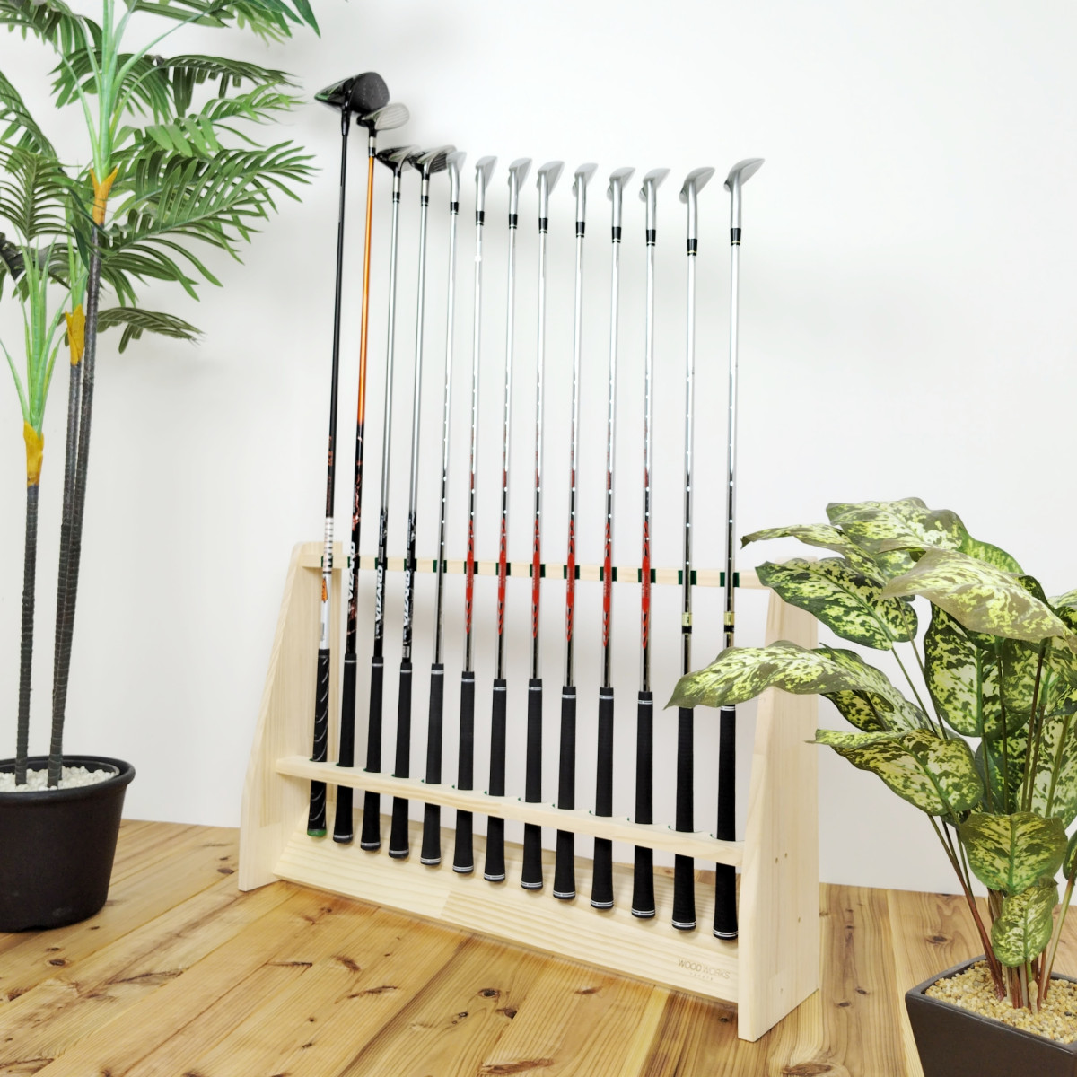 WOODWORKS ゴルフクラブスタンド 13本掛 (色：ナチュラル)木製 日本製