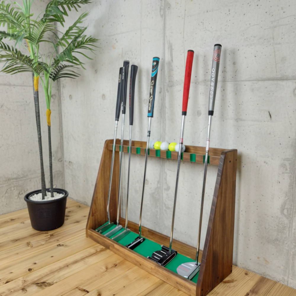WOODWORKS パターラック 10本掛 (色：ブラウン)木製 日本製 【 ゴルフ
