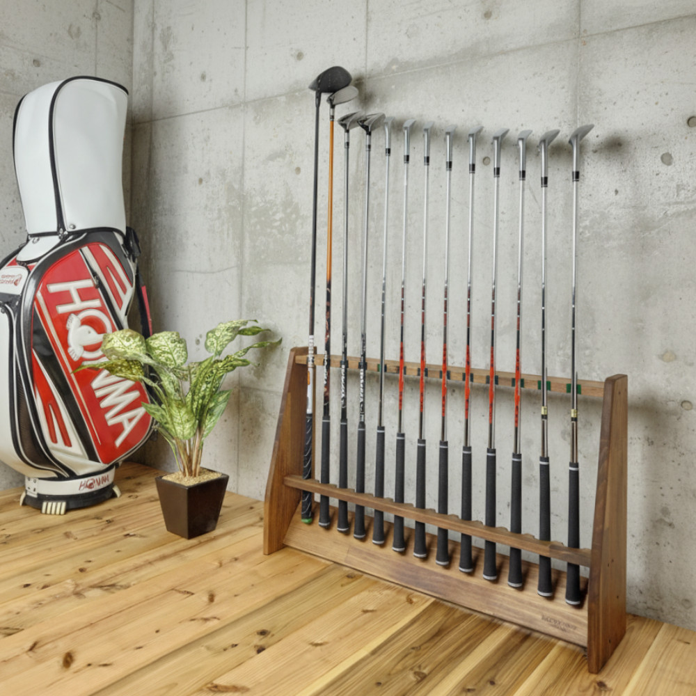 WOODWORKS ゴルフクラブスタンド 13本掛 (色：ブラウン)木製 日本製