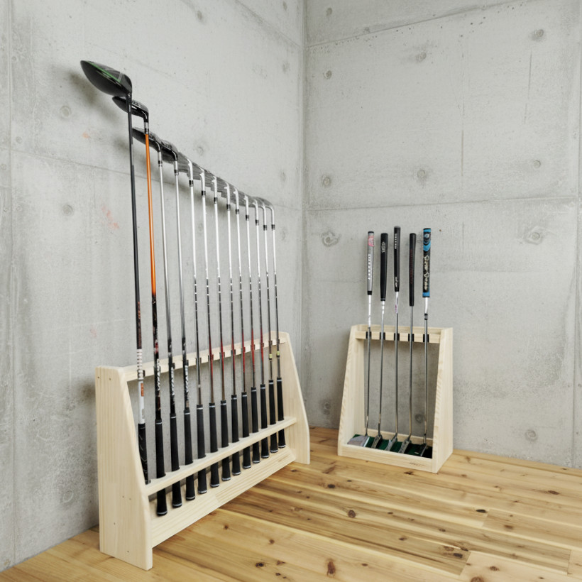 WOODWORKS ゴルフクラブスタンド 13本掛 (色：ナチュラル)木製 日本製