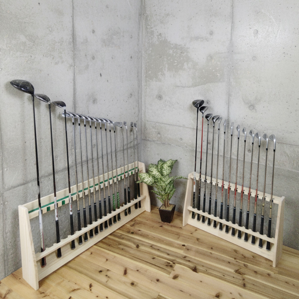 WOODWORKS ゴルフクラブスタンド 20本掛 (色：ナチュラル)木製 日本製