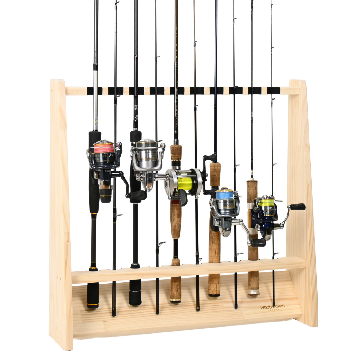 WOODWORKS ロッドスタンド 10本掛 (色：ナチュラル) 木製 日本製 片面