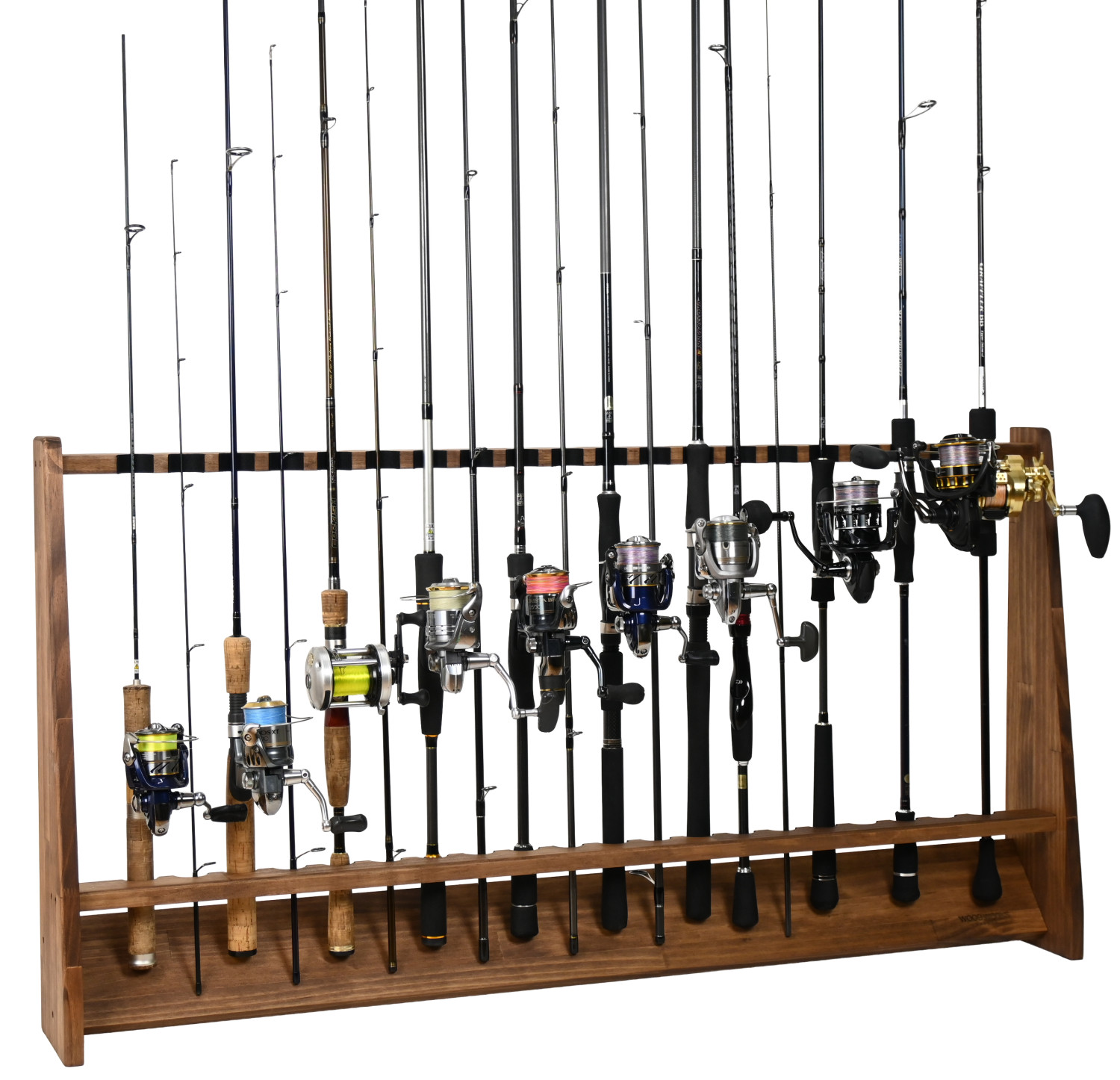 WOODWORKS ロッドスタンド 20本掛 (色：ブラウン) 木製 日本製 片面
