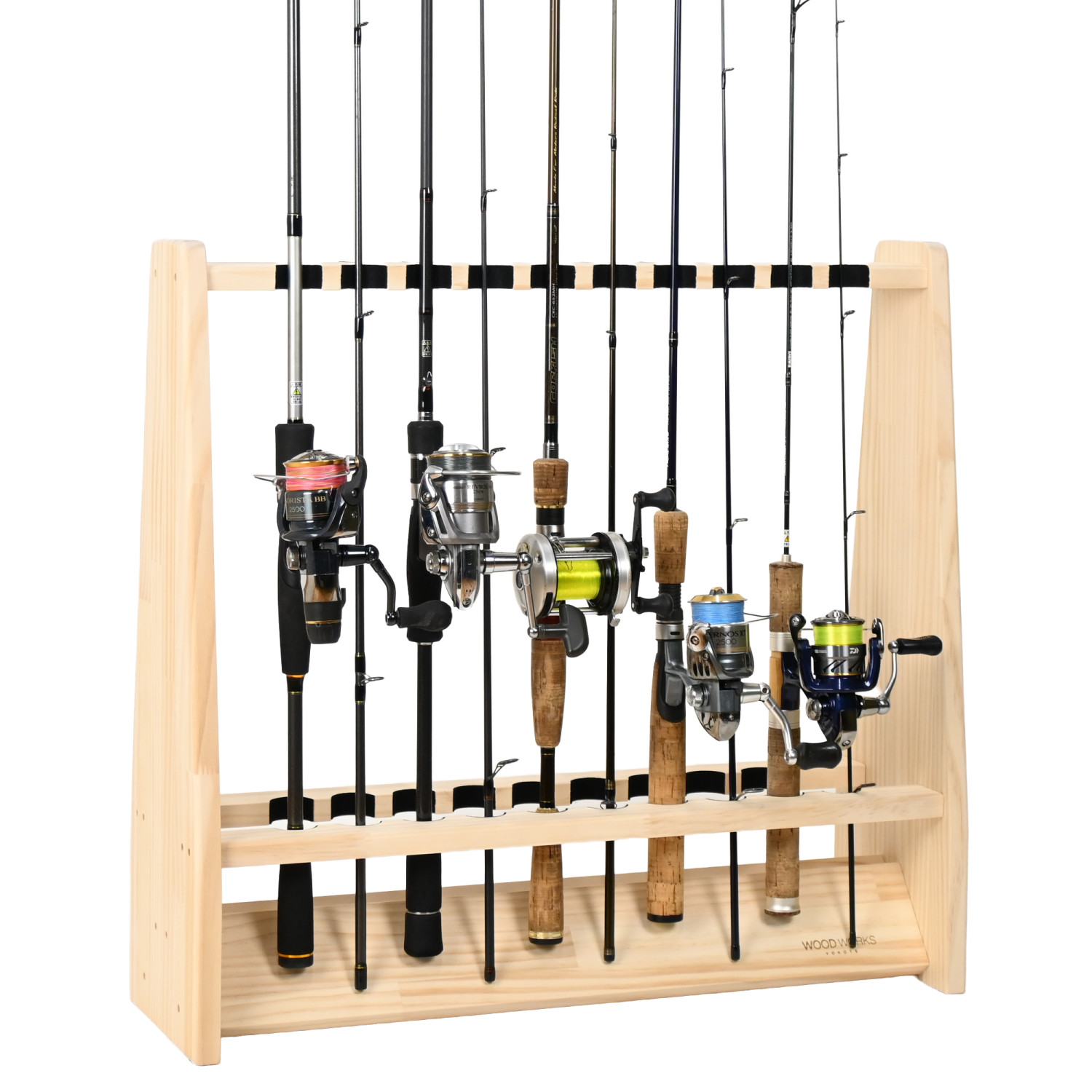 WOODWORKS ロッドスタンド 19本掛 (色：ナチュラル) 木製 日本製 両面