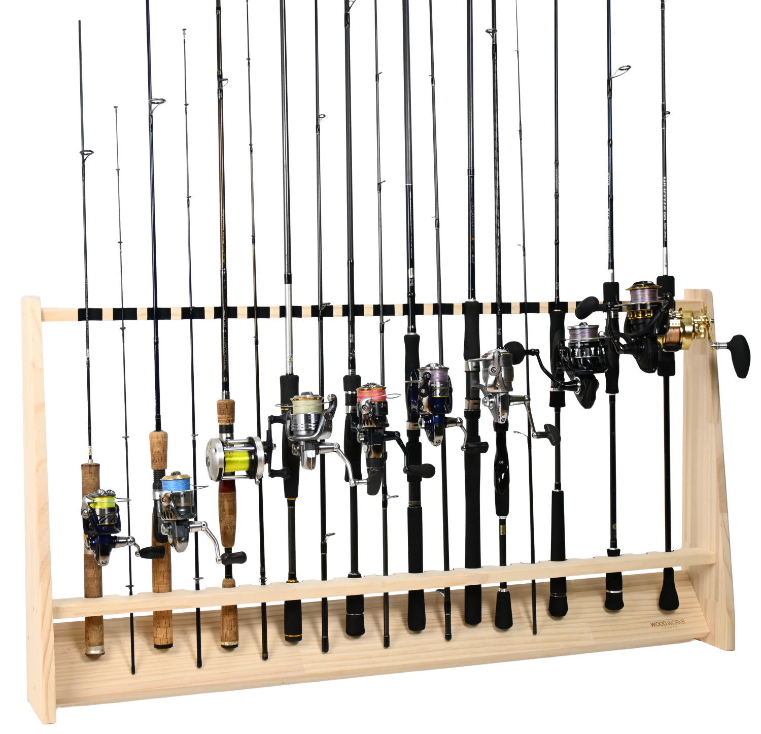 WOODWORKS ロッドスタンド 20本掛 (色：ナチュラル) 木製 日本製 片面