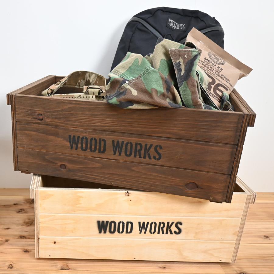 WOOD WORKS ヴィンテージ風 木箱 (蓋付き／蓋なし) スタッキング可能