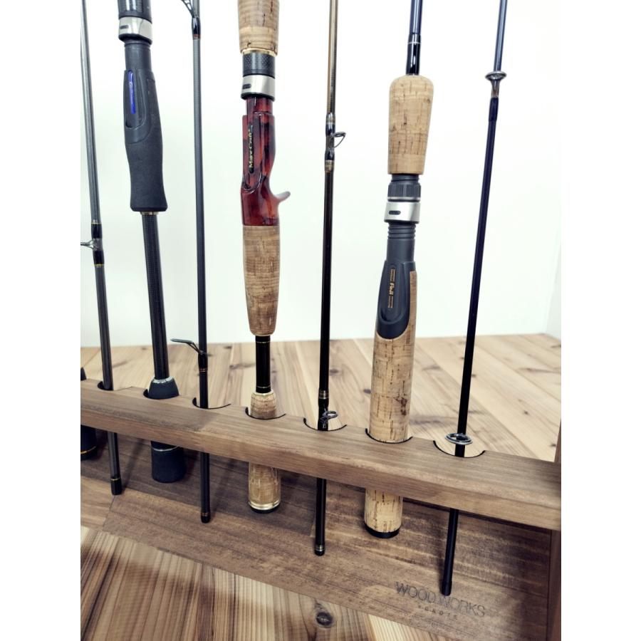 WOODWORKS ロッドスタンド 10本掛 (色：ブラウン) 木製 日本製 片面