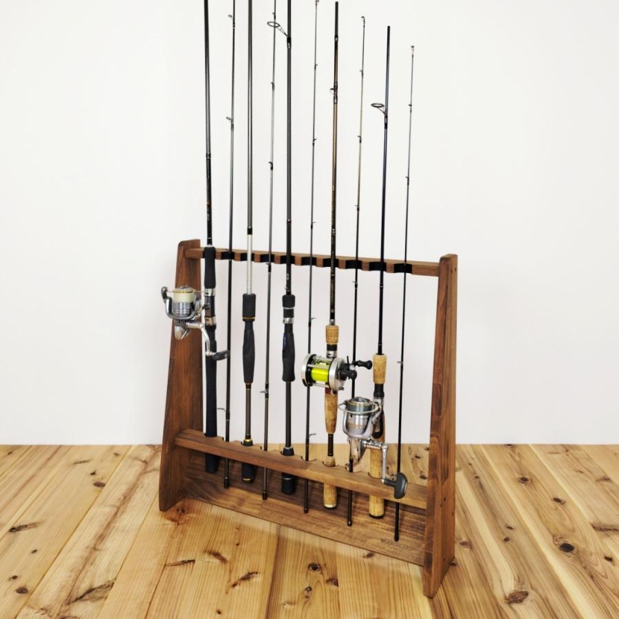 WOODWORKS ロッドスタンド 10本掛 (色：ブラウン) 木製 日本製 片面