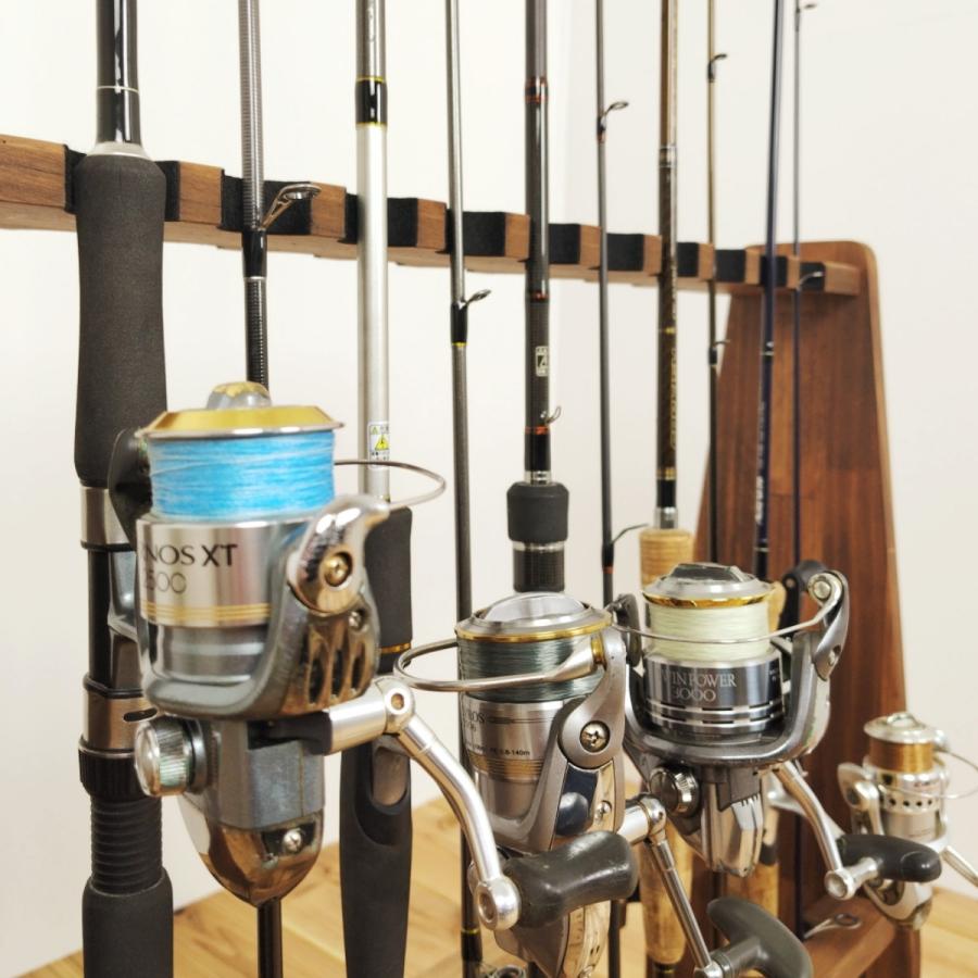 WOODWORKS ロッドスタンド 10本掛 (色：ブラウン) 木製 日本製 片面