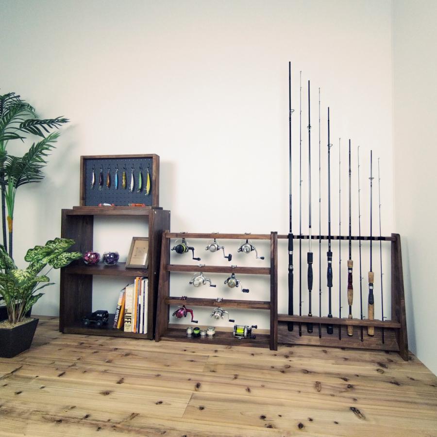 WOODWORKS ロッドスタンド 10本掛 (色：ブラウン) 木製 日本製 片面