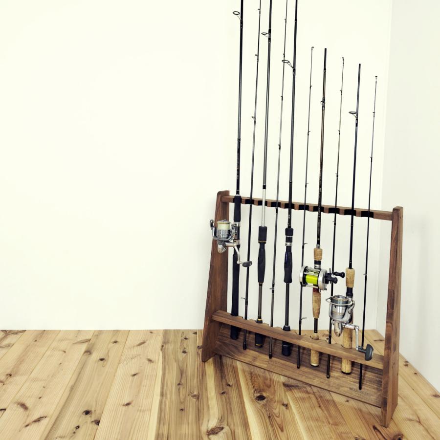 WOODWORKS ロッドスタンド 10本掛 (色：ブラウン) 木製 日本製 片面