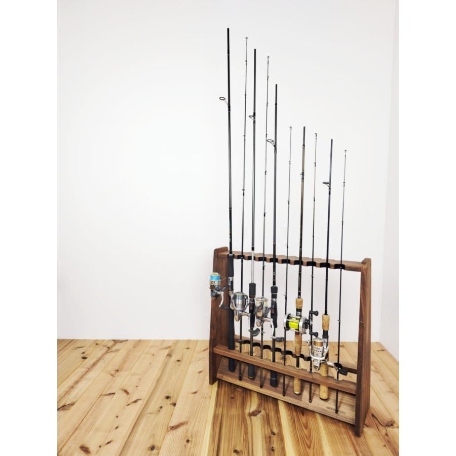 WOODWORKS ロッドスタンド 19本掛 (色：ブラウン) 木製 日本製 両面