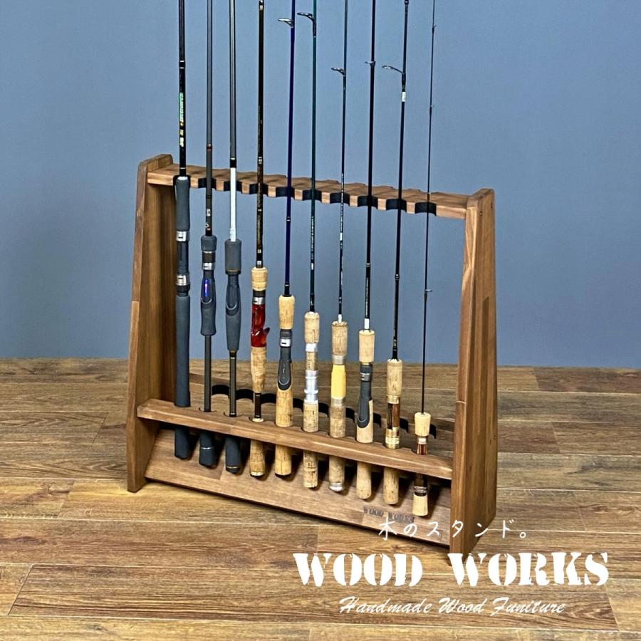 WOODWORKS ロッドスタンド 19本掛 (色：ブラウン) 木製 日本製