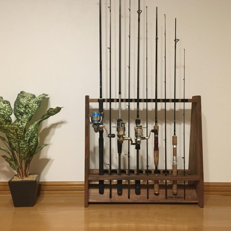 WOODWORKS ロッドスタンド 19本掛 (色：ブラウン) 木製 日本製