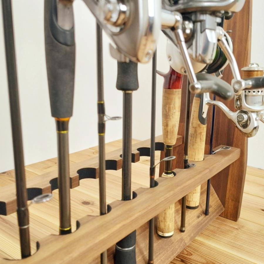 WOODWORKS ロッドスタンド 19本掛 (色：ブラウン) 木製 日本製 両面