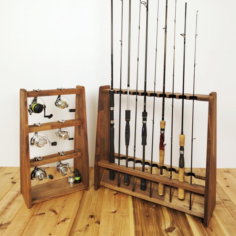 WOODWORKS ロッドスタンド 19本掛 (色：ブラウン) 木製 日本製 両面