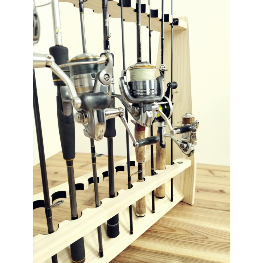 WOODWORKS ロッドスタンド 19本掛 (色：ナチュラル) 木製 日本製 両面