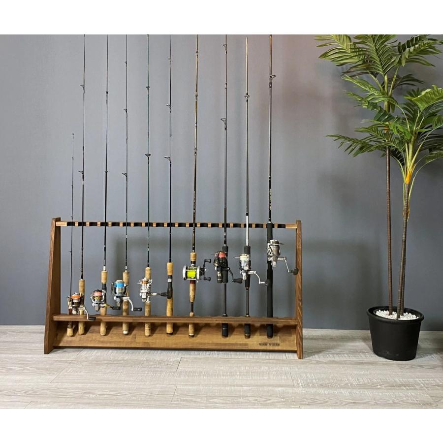 WOODWORKS ロッドスタンド 20本掛 (色：ブラウン) 木製 日本製 片面