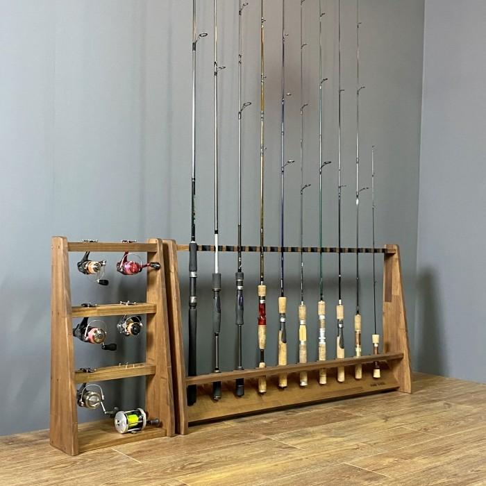 WOODWORKS ロッドスタンド 20本掛 (色：ブラウン) 木製 日本製 片面