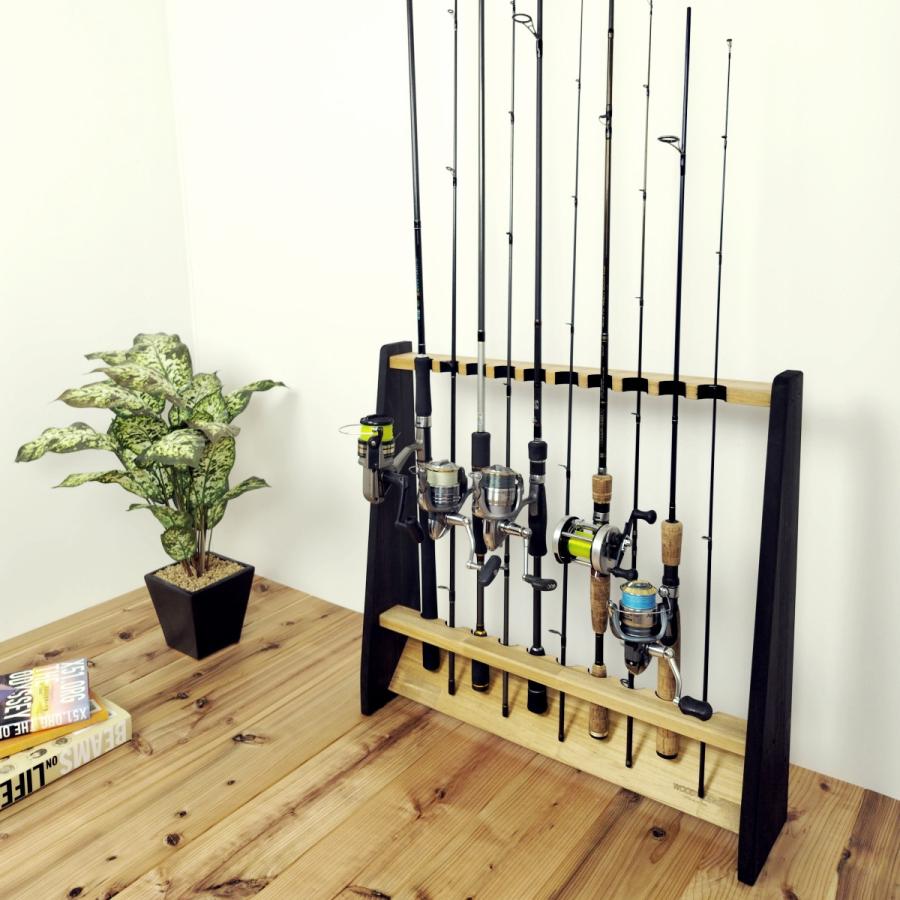 WOODWORKS ロッドスタンド 10本掛 (色：ライトブラウン×ブラックウッド