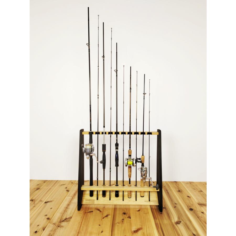 WOODWORKS ロッドスタンド 10本掛 (色：ライトブラウン×ブラックウッド