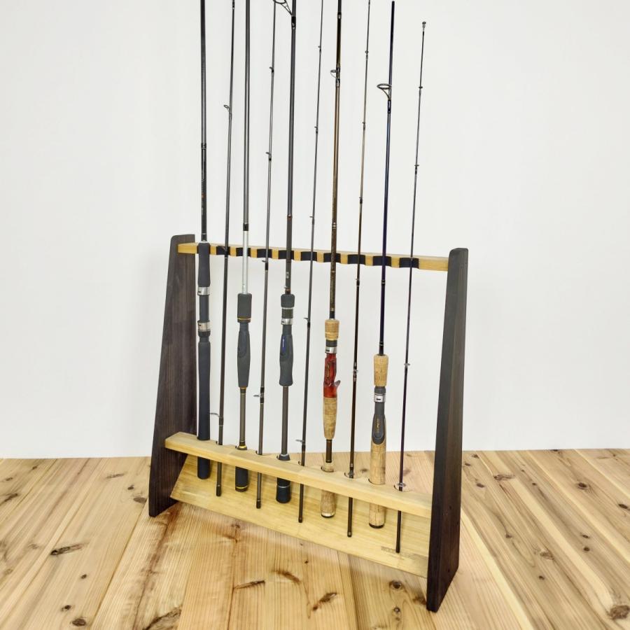 WOODWORKS ロッドスタンド 10本掛 (色：ライトブラウン×ブラックウッド