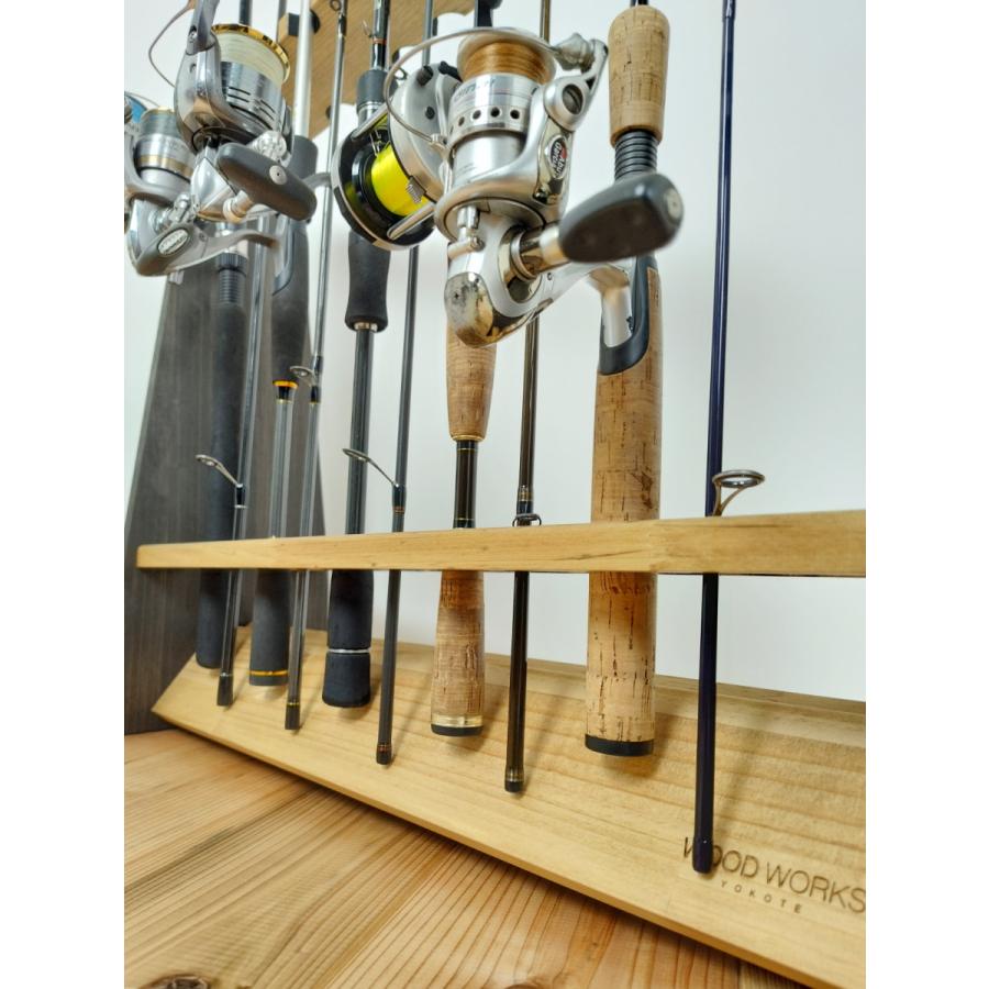 WOODWORKS ロッドスタンド 10本掛 (色：ライトブラウン×ブラックウッド