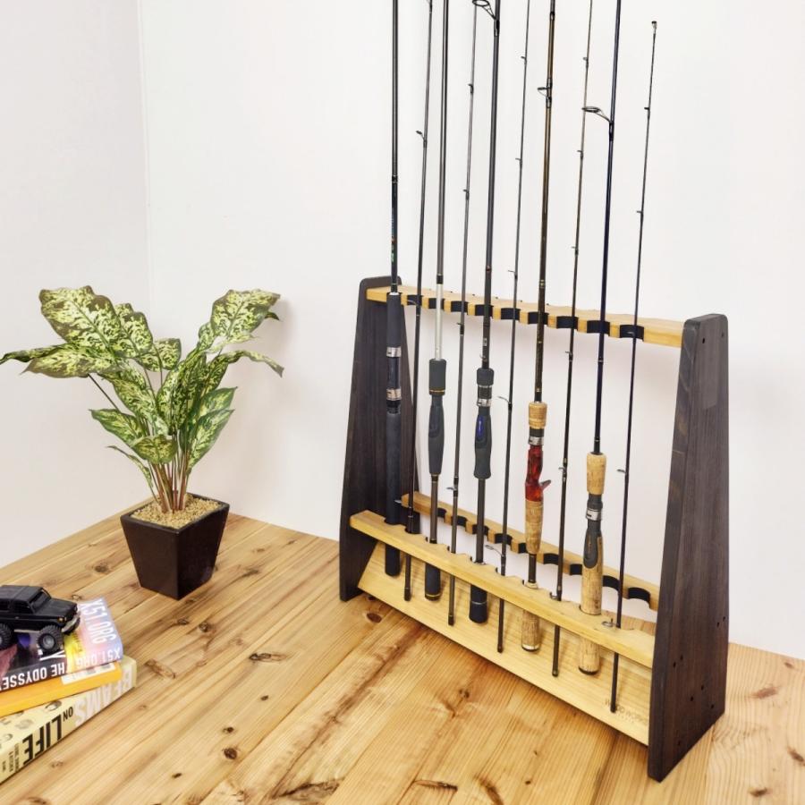 WOODWORKS ロッドスタンド 19本掛 (色：ライトブラウン×ブラックウッド