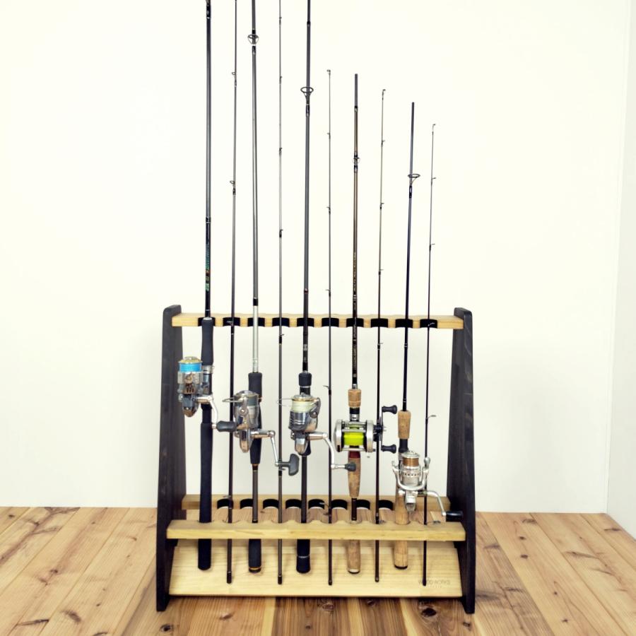 WOODWORKS ロッドスタンド 19本掛 (色：ライトブラウン×ブラックウッド