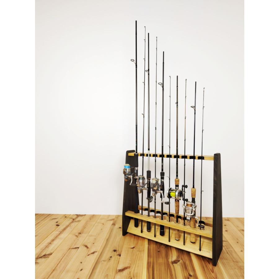 WOODWORKS ロッドスタンド 19本掛 (色:ライトブラウン×ブラックウッド WOODWORKS ロッドスタンド 19本掛 (色:ライトブラウン×ブラックウッド
