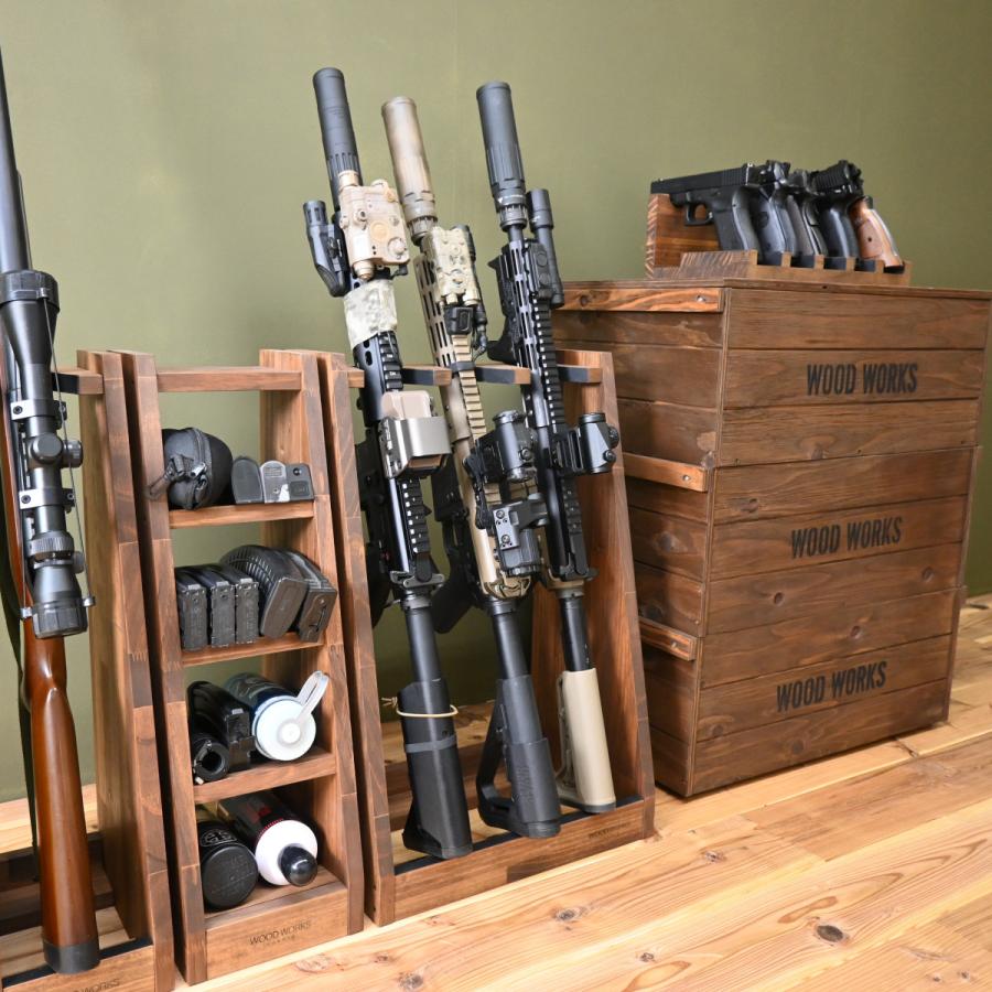 WOODWORKS ガンラック 1丁掛 (色：ブラウン) 木製 日本製 【 ライフル