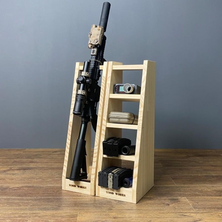 WOODWORKS ガンラック 1丁掛 (色：ナチュラル) 木製 日本製