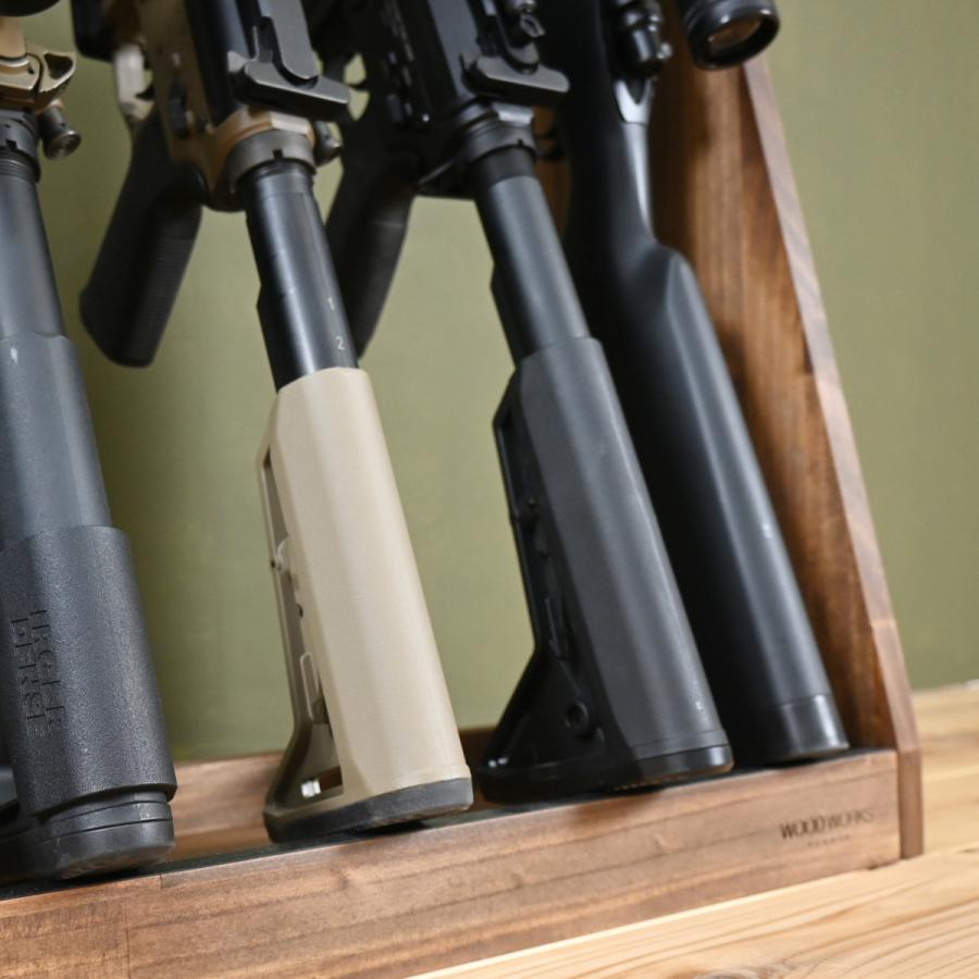 WOODWORKS ガンラック 3丁掛 (色：ブラウン) 木製 日本製 【 ライフル