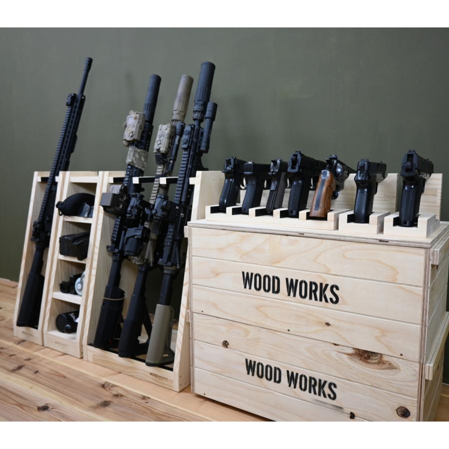 WOODWORKS ガンラック 3丁掛 (色：ナチュラル) 木製 日本製