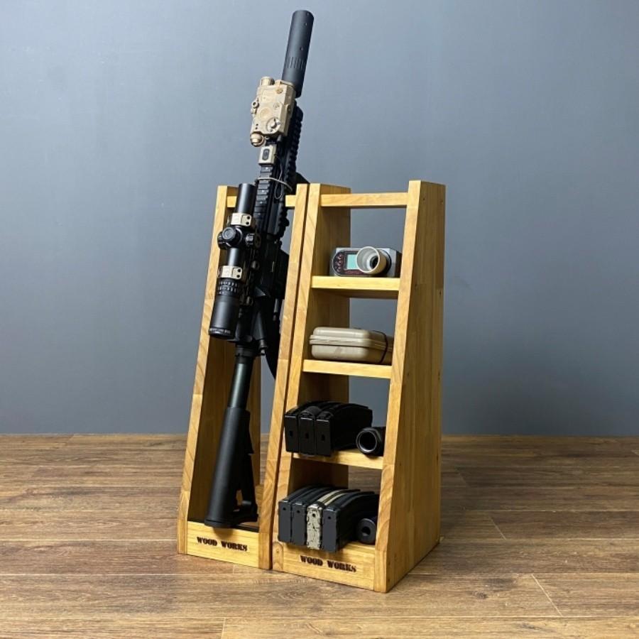 ガンラック ライフルスタンド WOODWORKS ガンラック 1丁掛 (色：ライトブラウン) 木製 日本製