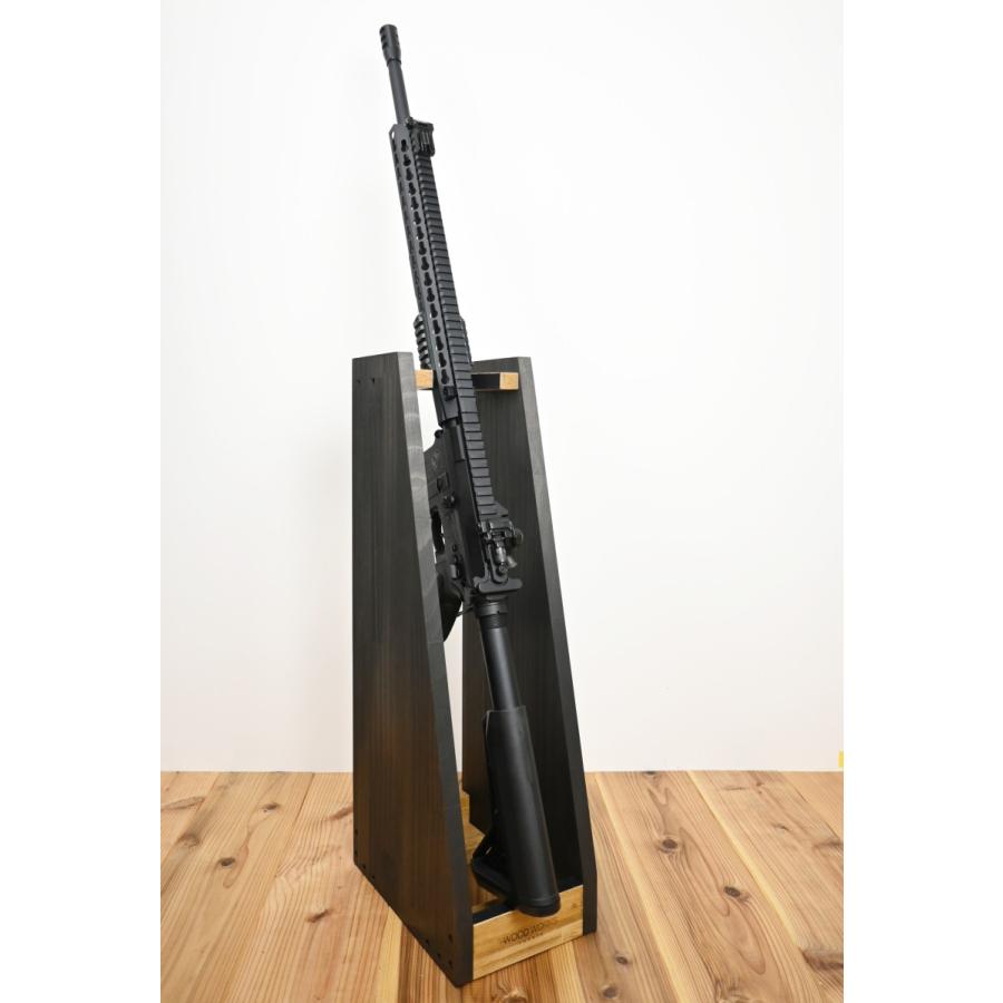 WOODWORKS ガンラック 1丁掛 (色：ライトブラウン×ブラックウッド