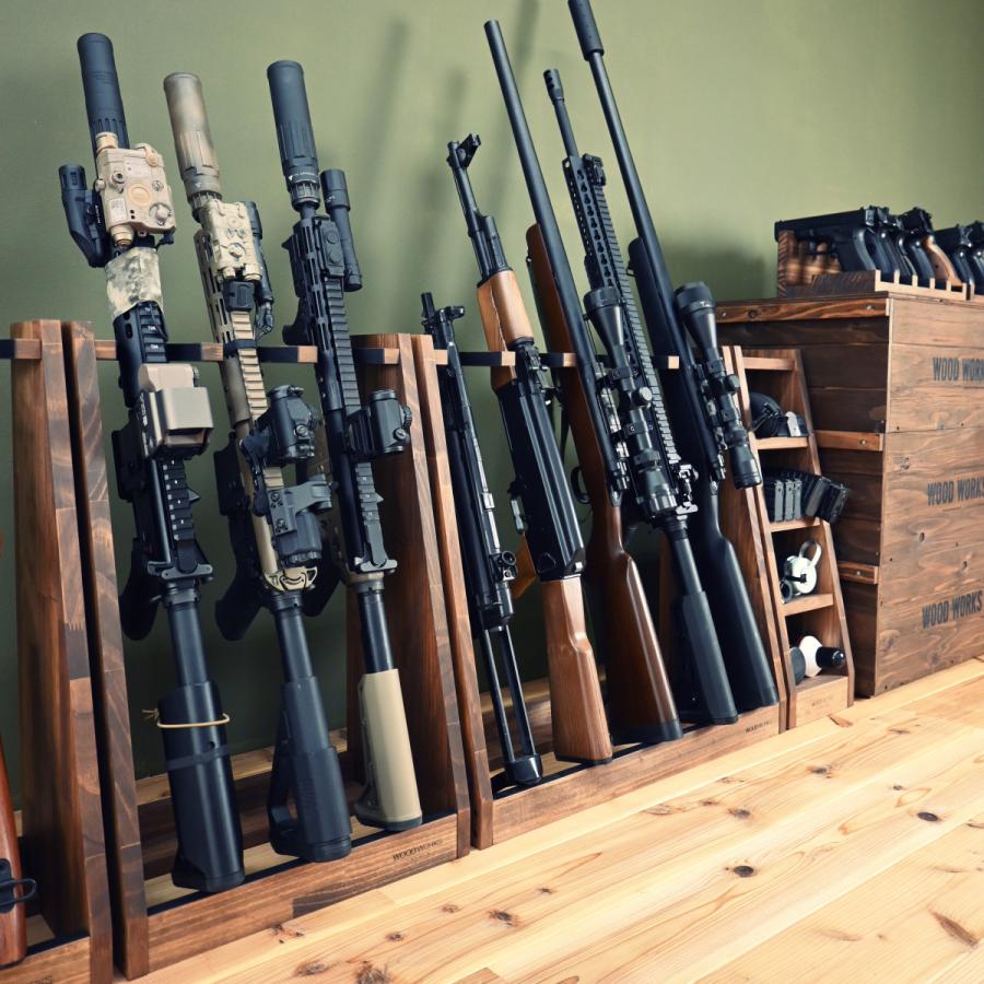 WOODWORKS ガンラック 1丁掛 (色：ライトブラウン×ブラックウッド
