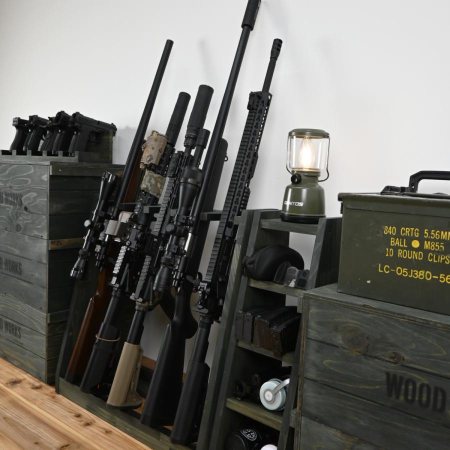 WOODWORKS ガンラック 1丁掛 (色：ミリタリーグリーン) 木製 日本製